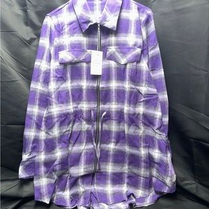 Camisa Brand Flannel zip front shirt, size XL, New w tags